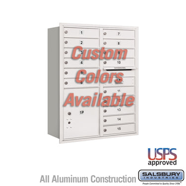 Recessed Mounted 4C Horizontal Mailbox - 11 Door High Unit (41 3/8 Inches) - Double Column - 15 MB1 Doors / 1 PL5 - Custom Color - Rear Loading - USPS Access